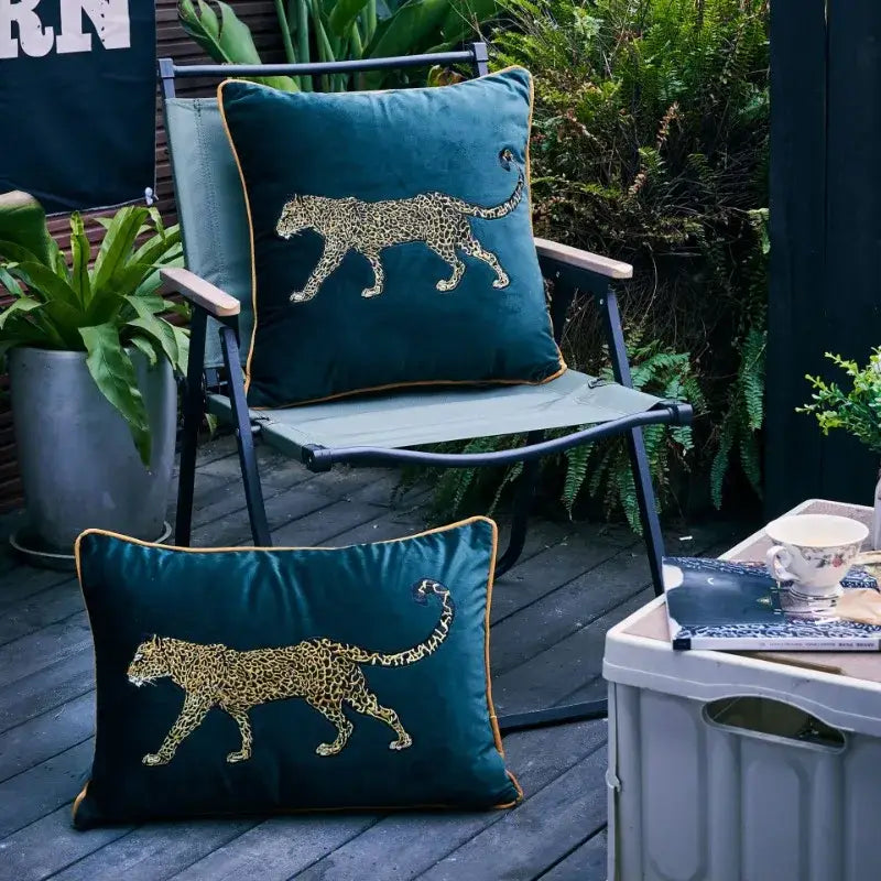 Teal Gold Embroidered Pillowcase