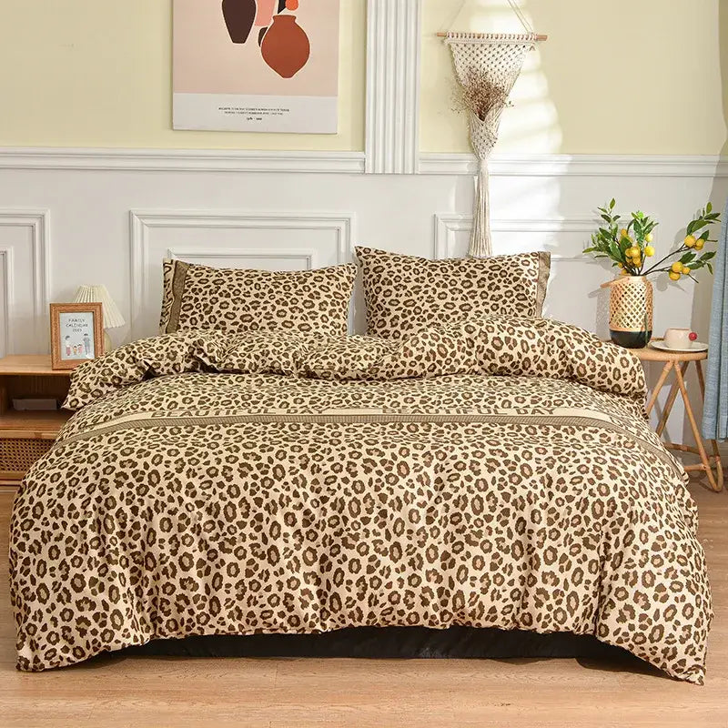 Beige Brown Leopard Bedding