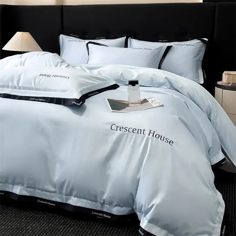 Blue Ice Silk Duvet Set