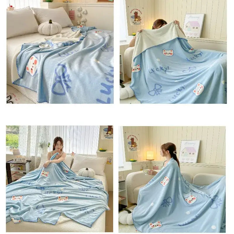 Bear Pattern Milk Velvet Blanket