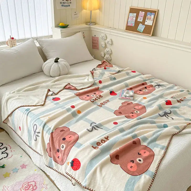 Bear Pattern Milk Velvet Blanket