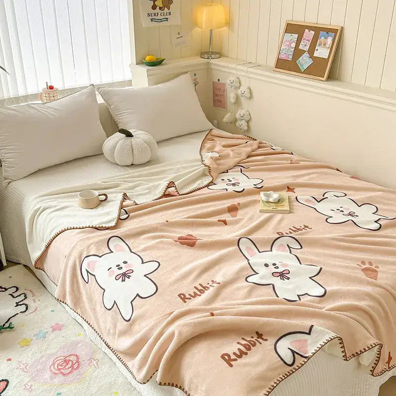 Bear Pattern Milk Velvet Blanket