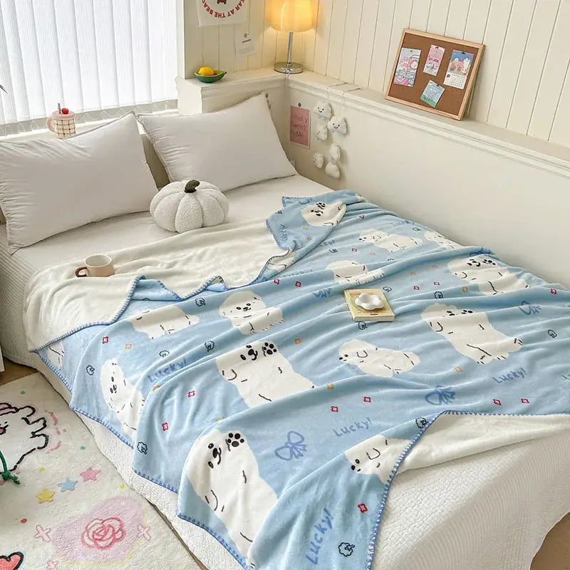 Bear Pattern Milk Velvet Blanket