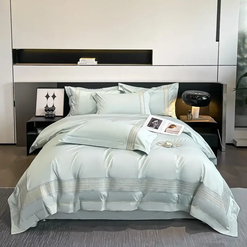 Blue Cotton Embroidered Duvet
