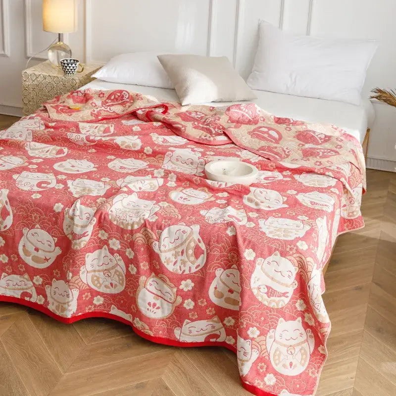 Blue Cotton Gauze Throw