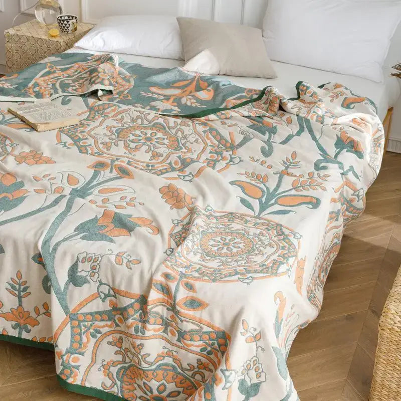 Blue Cotton Gauze Throw