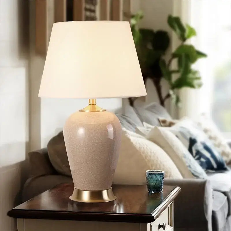 Blue Ceramic Table Lamp with Ice Crack Finish