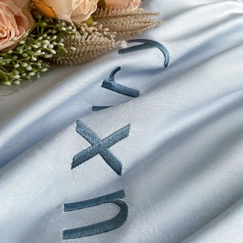 Blue Satin Embroidery Set