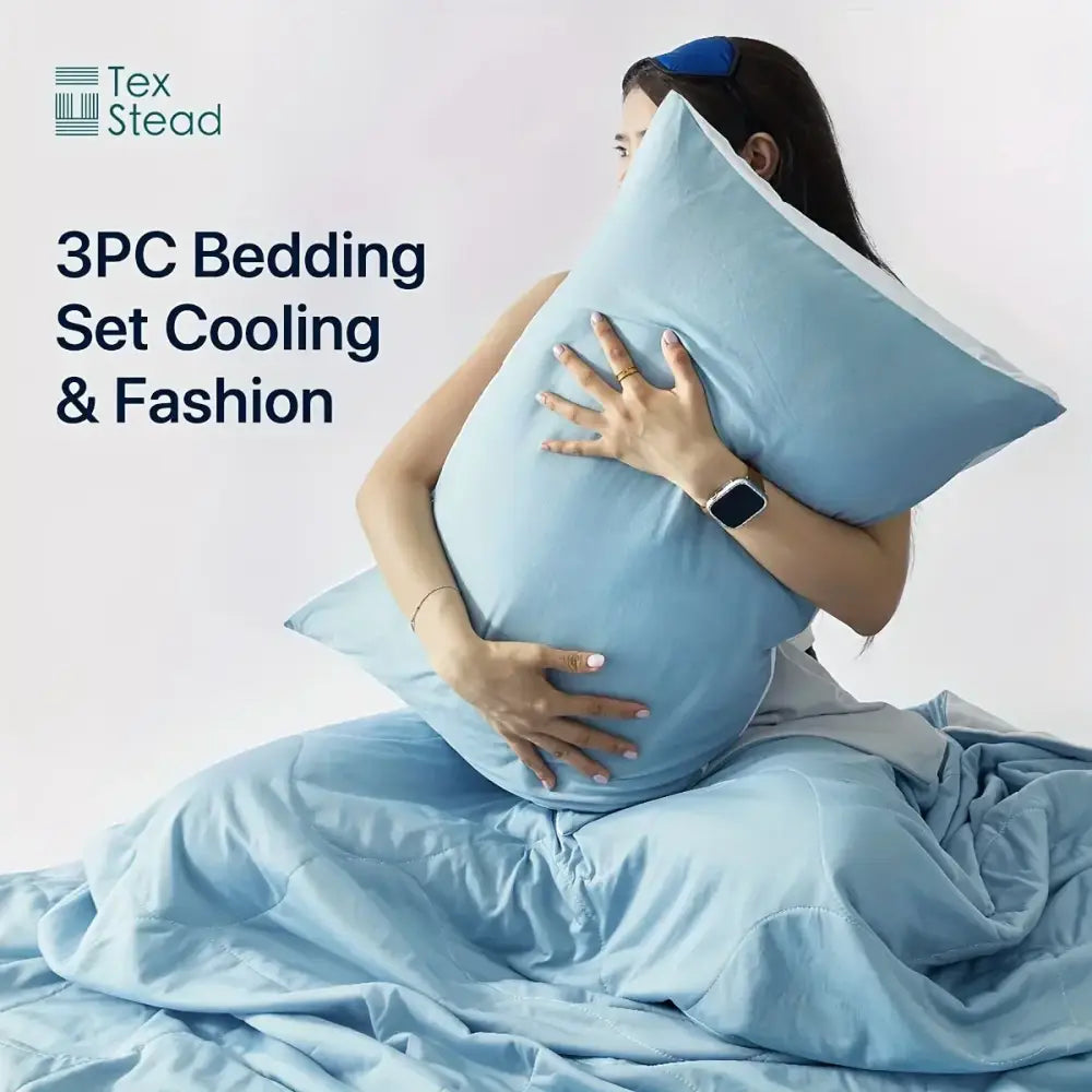 Blue Quilted Cooling Comforter