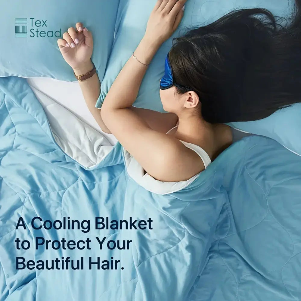 Blue Quilted Cooling Comforter