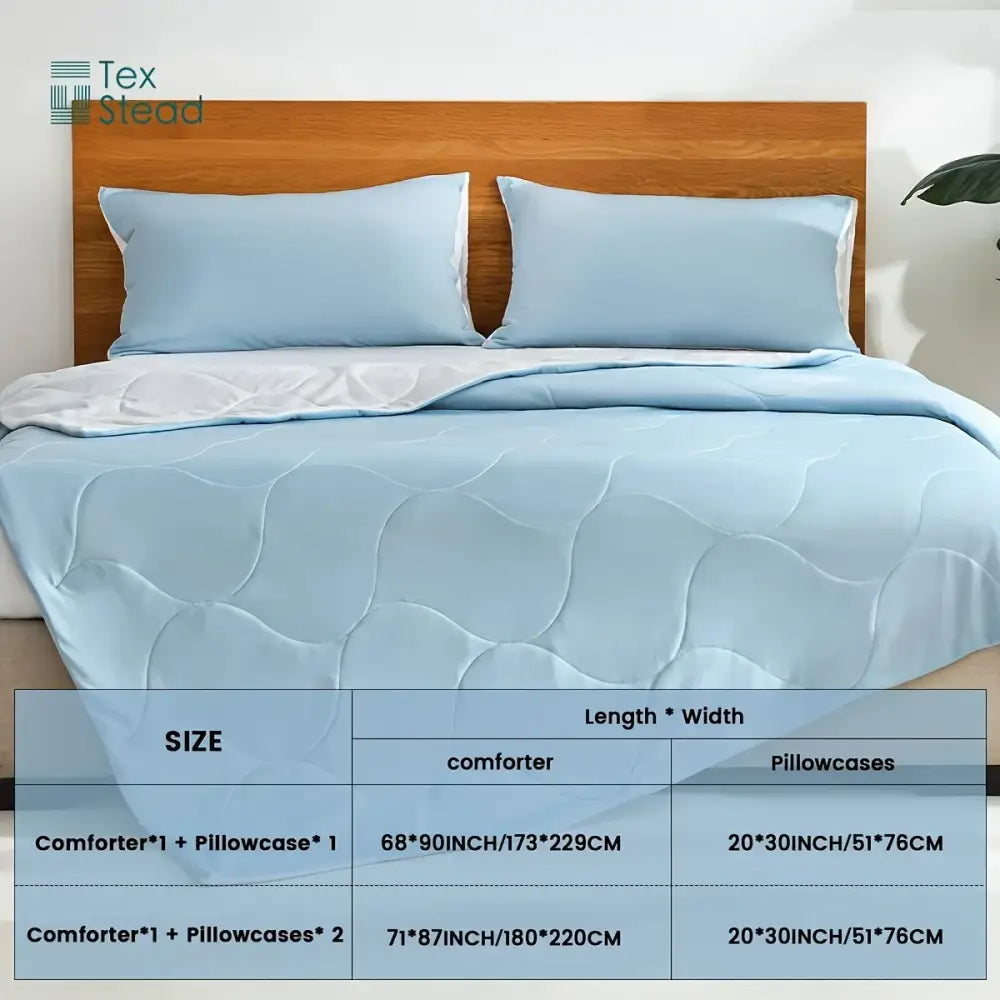 Blue Quilted Cooling Comforter