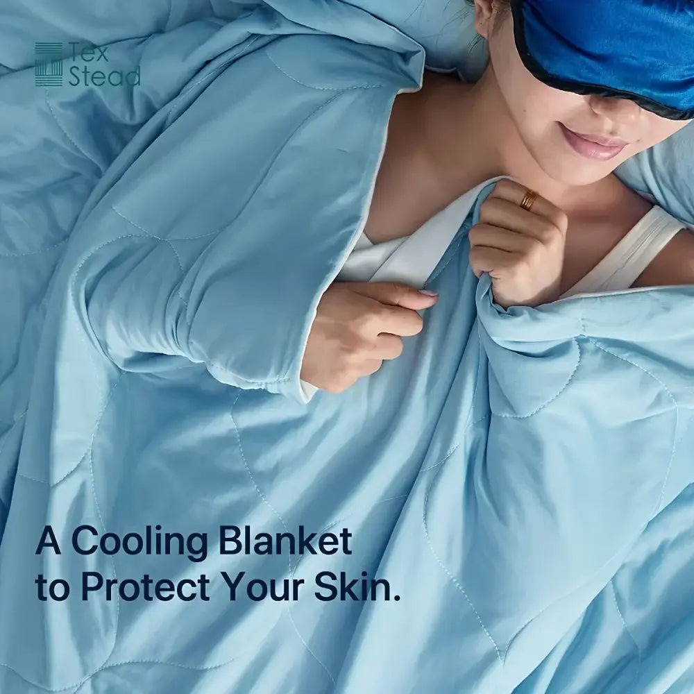 Blue Quilted Cooling Comforter