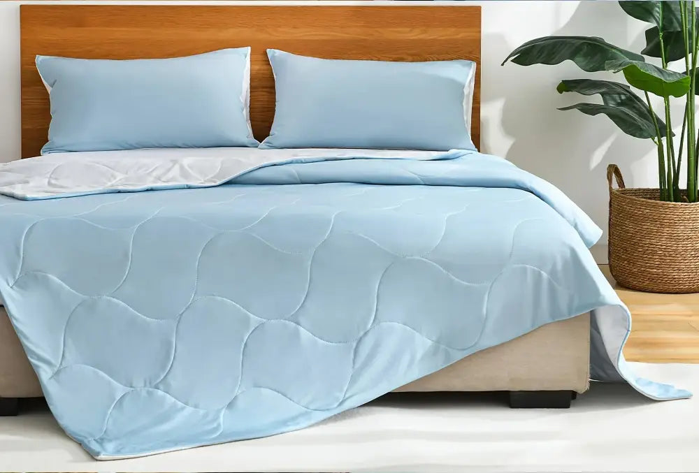 Blue Quilted Cooling Comforter