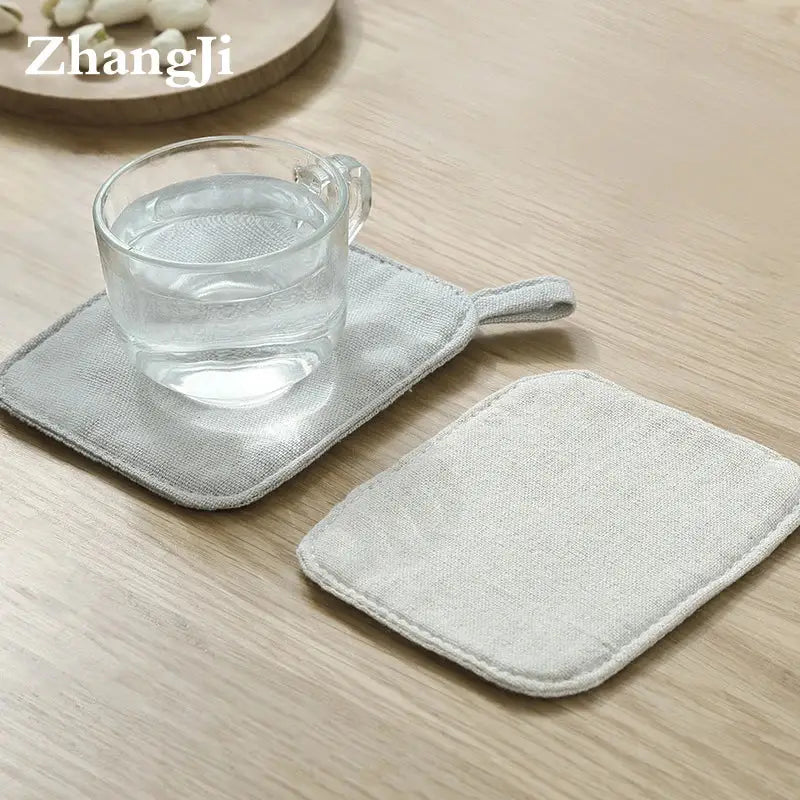 Gray Cotton Linen Coasters