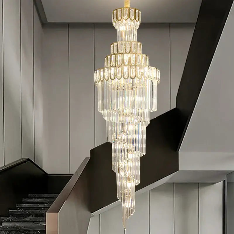 Gold Crystal Rotating Chandelier