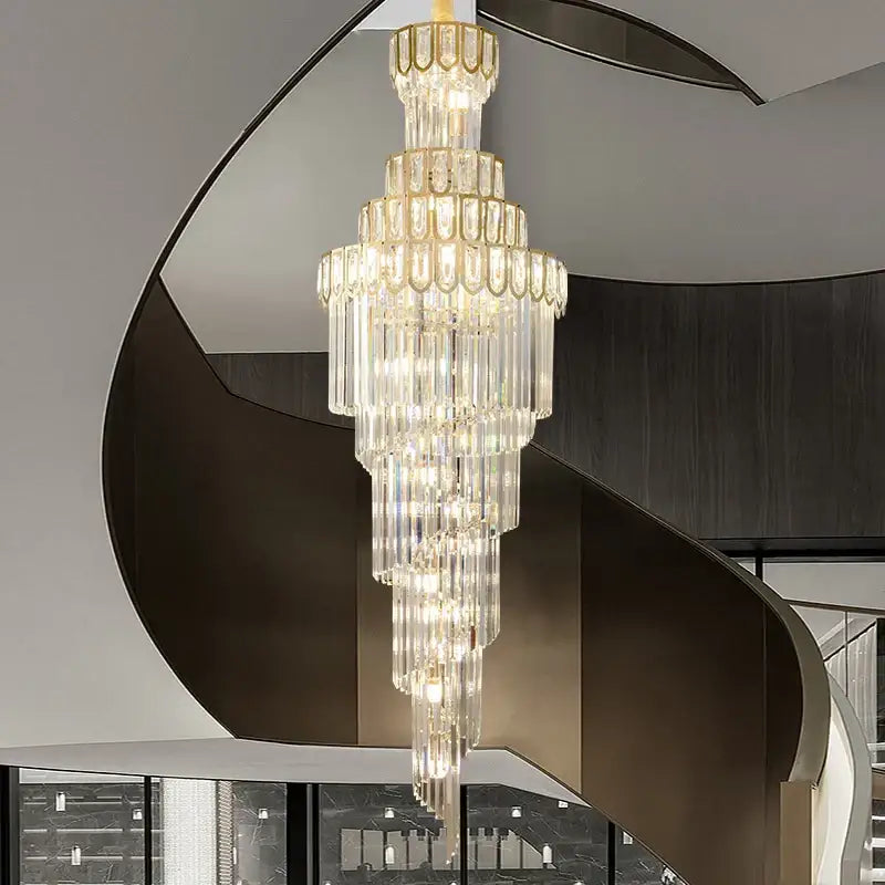 Gold Crystal Rotating Chandelier