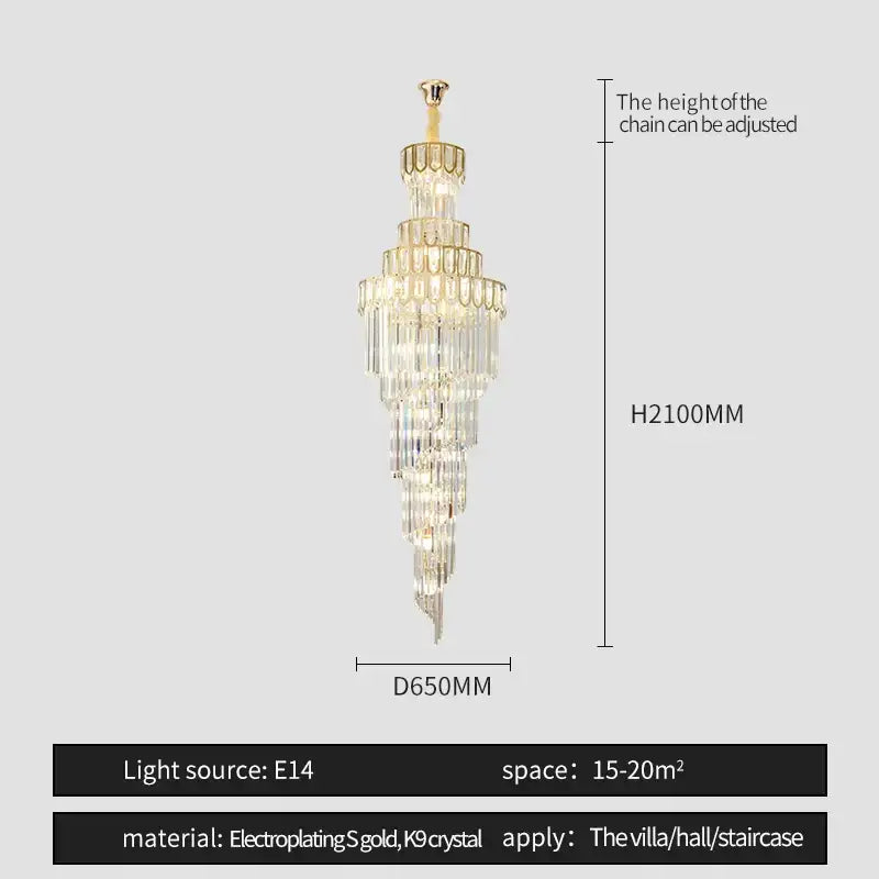 Gold Crystal Rotating Chandelier