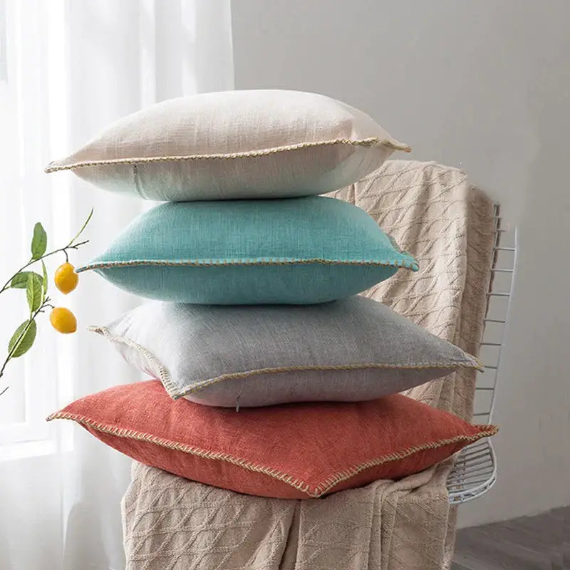 Neutral Linen Fringe Pillow