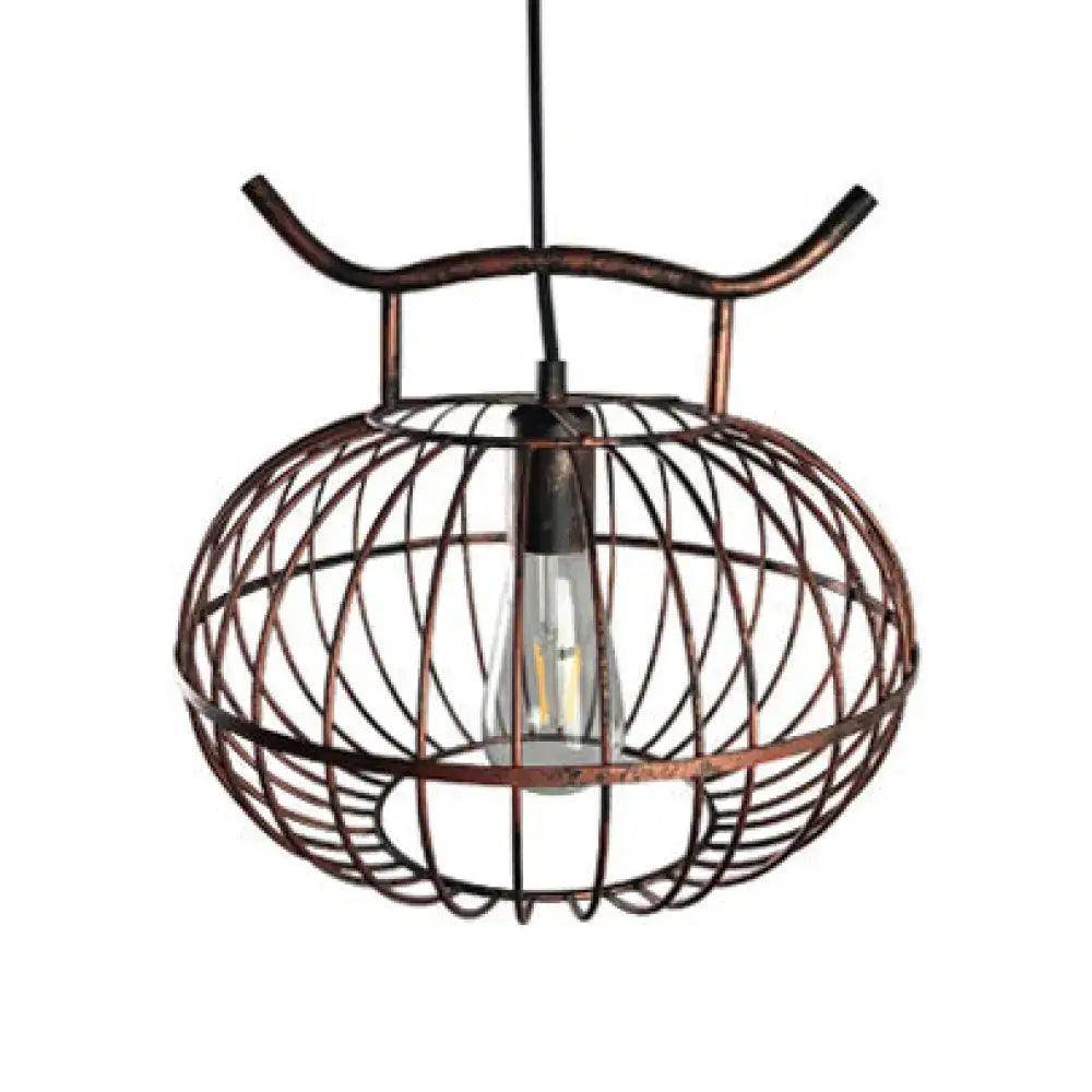 Rust Brass Lantern Pendant