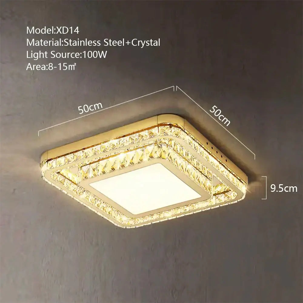 Gold LED Ceiling Chandelier Rectangular Design