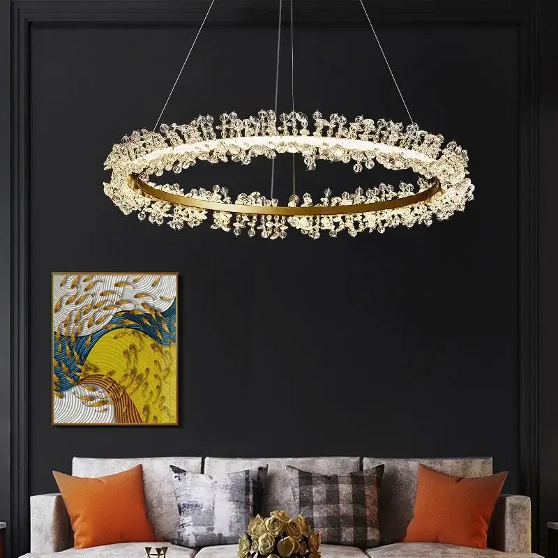 Crystal Gold Ring 100cm Chandelier