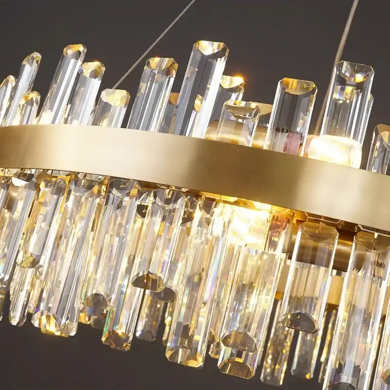 Gold Crystal LED Chandelier Oval 150cm