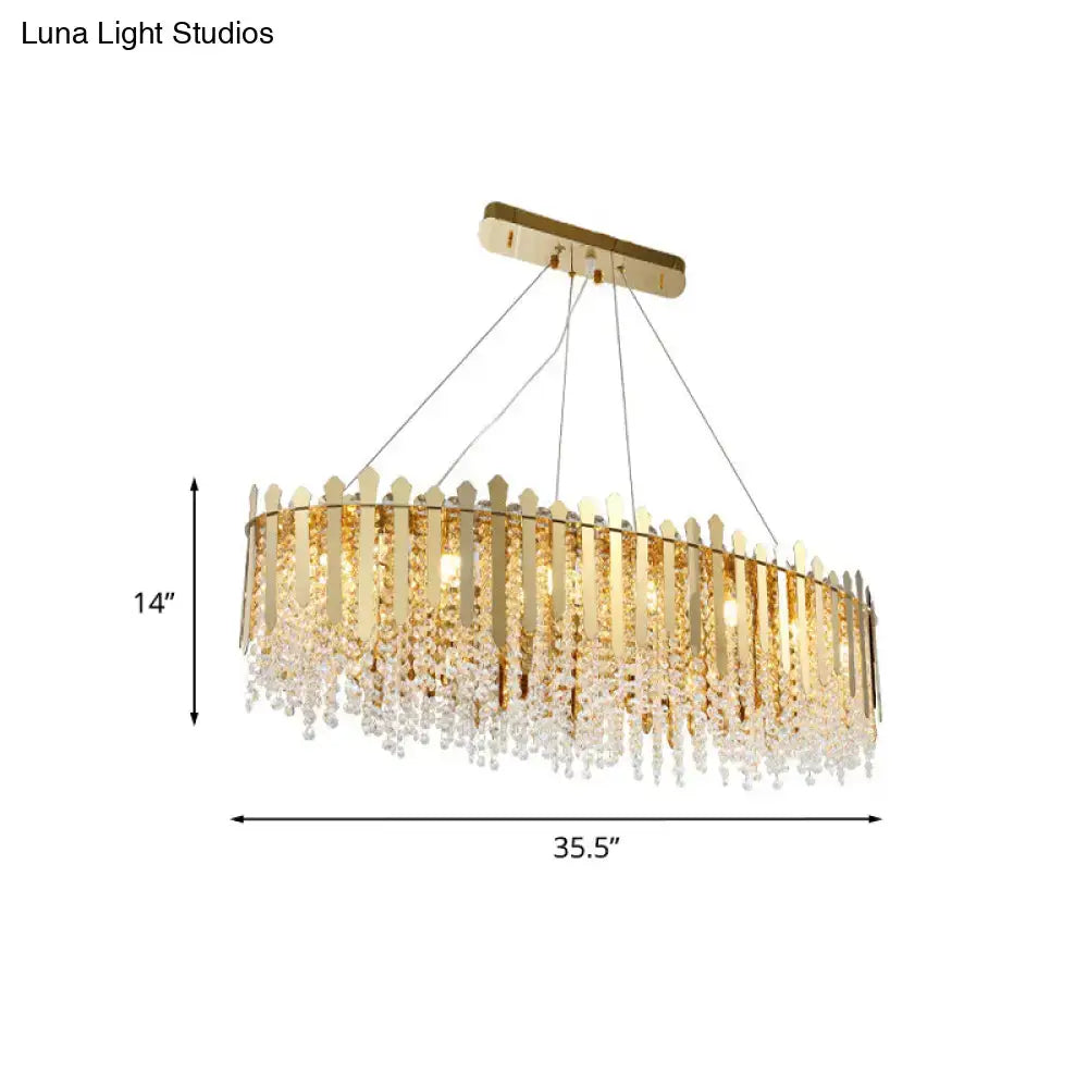 Gold Elliptical Crystal Bead Island Light