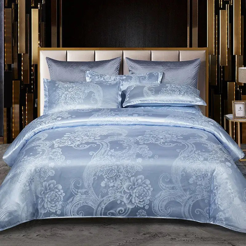 Teal Jacquard Satin Set