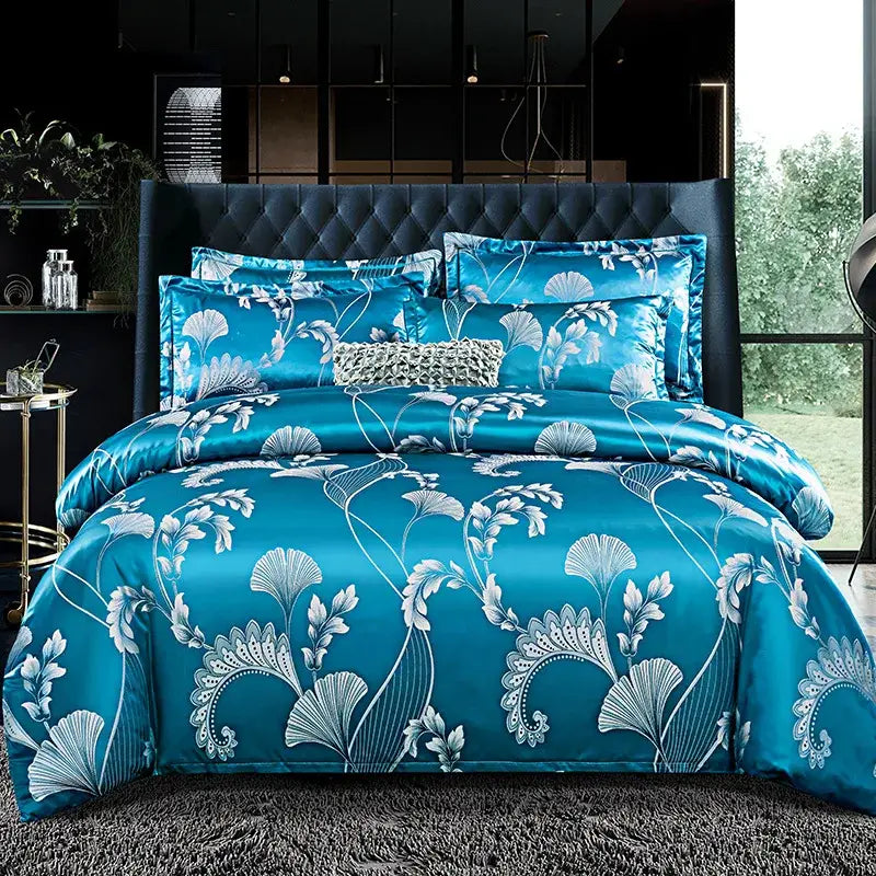 Teal Jacquard Satin Set