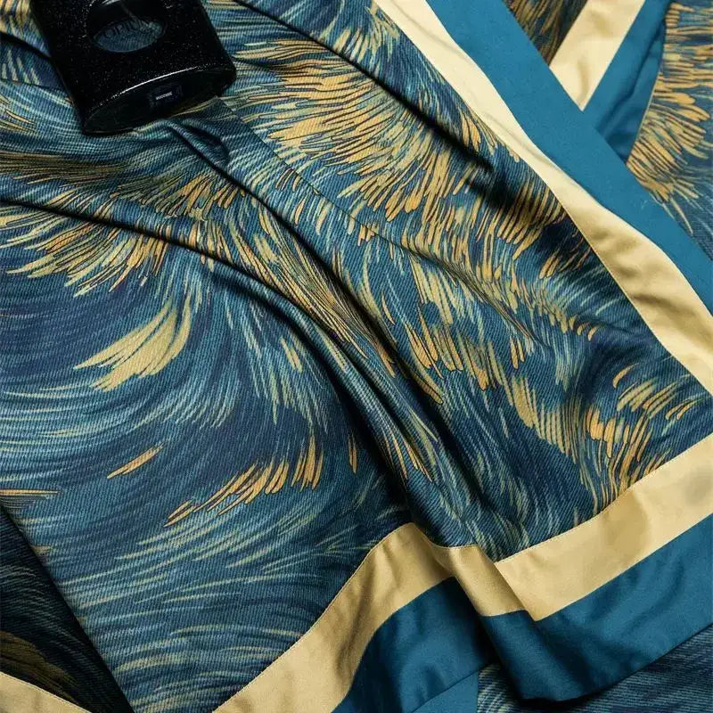 Navy Feather Bedding Set