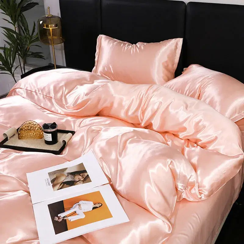 Peach Satin Duvet Set
