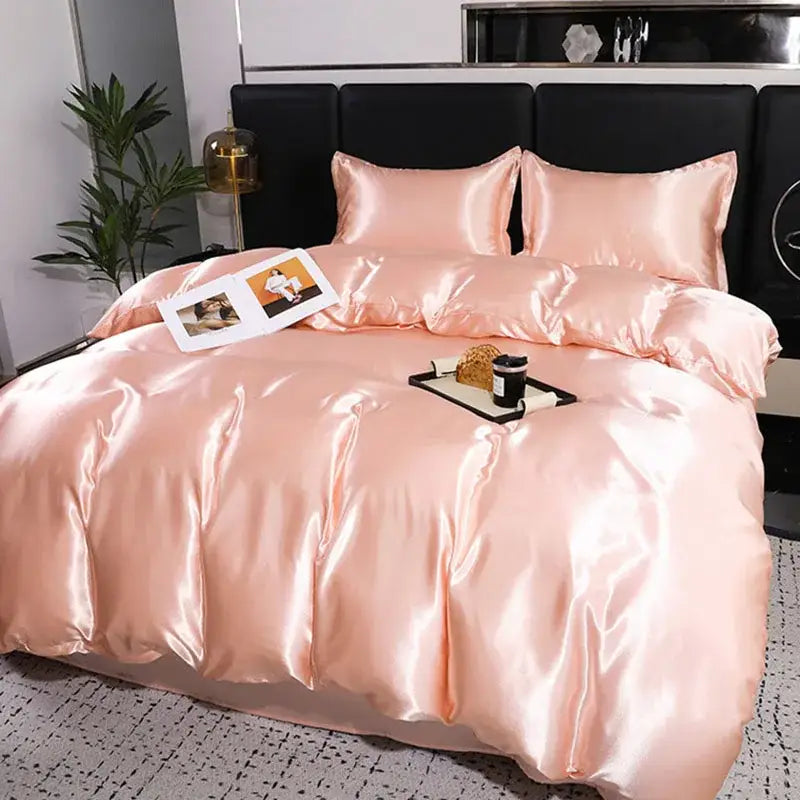 Peach Satin Duvet Set