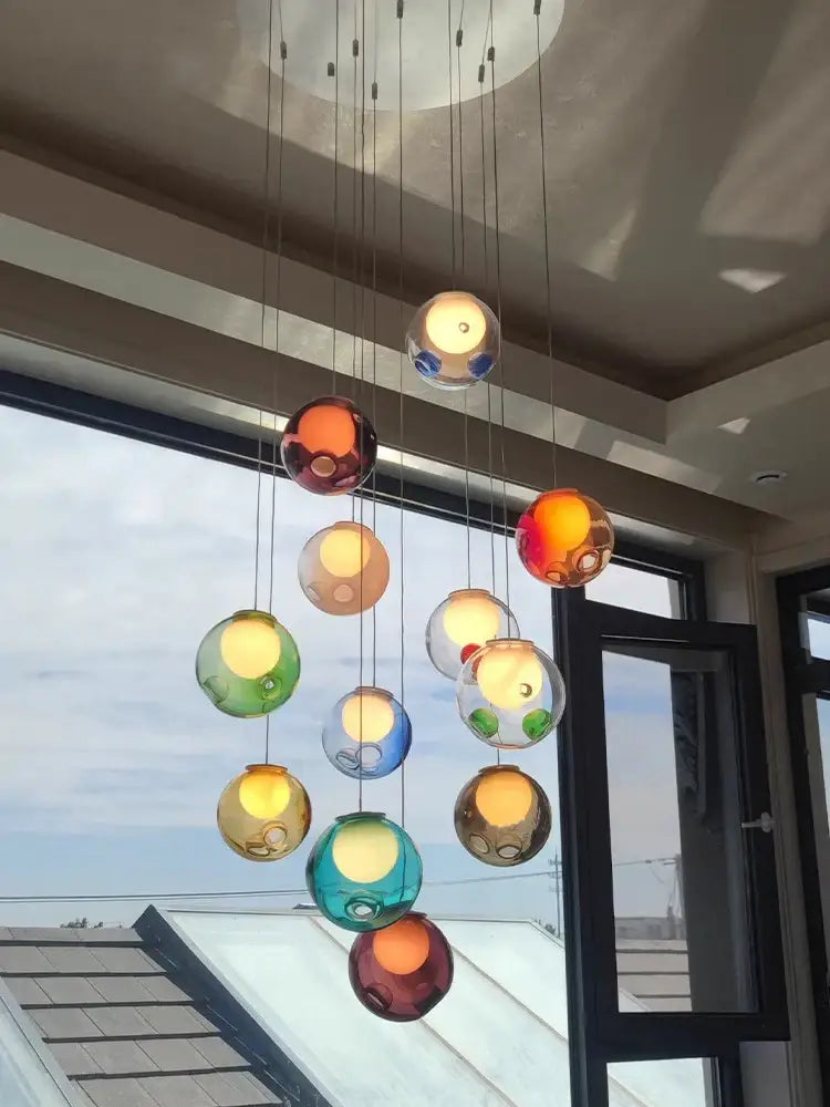 Amber Glass Sphere Dimmable Pendant Light