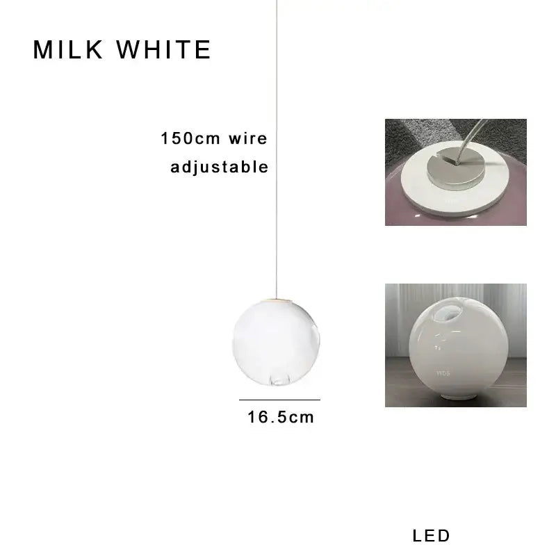 Amber Glass Sphere Dimmable Pendant Light