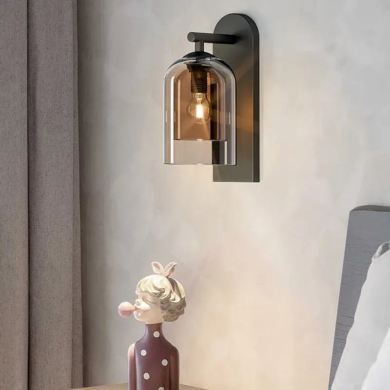 Amber Glass Nordic-Inspired Bedroom Wall Sconce