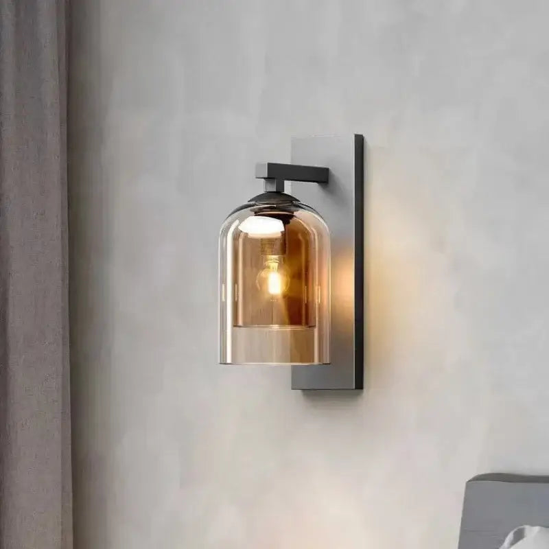 Amber Glass Nordic-Inspired Bedroom Wall Sconce