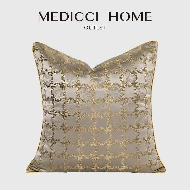Beige Gold Geometric Pillow Cover