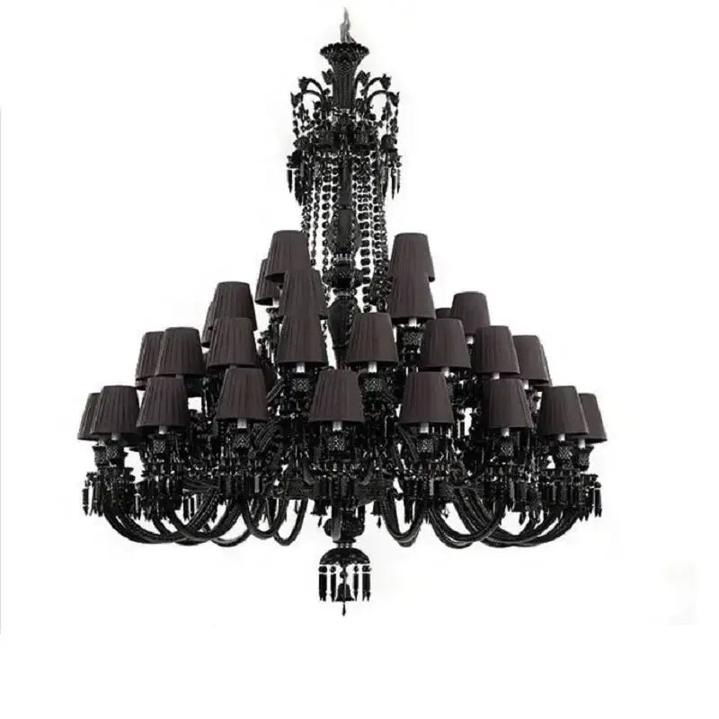 Black Crystal Candle Chandelier 18-Arm 4-Layer