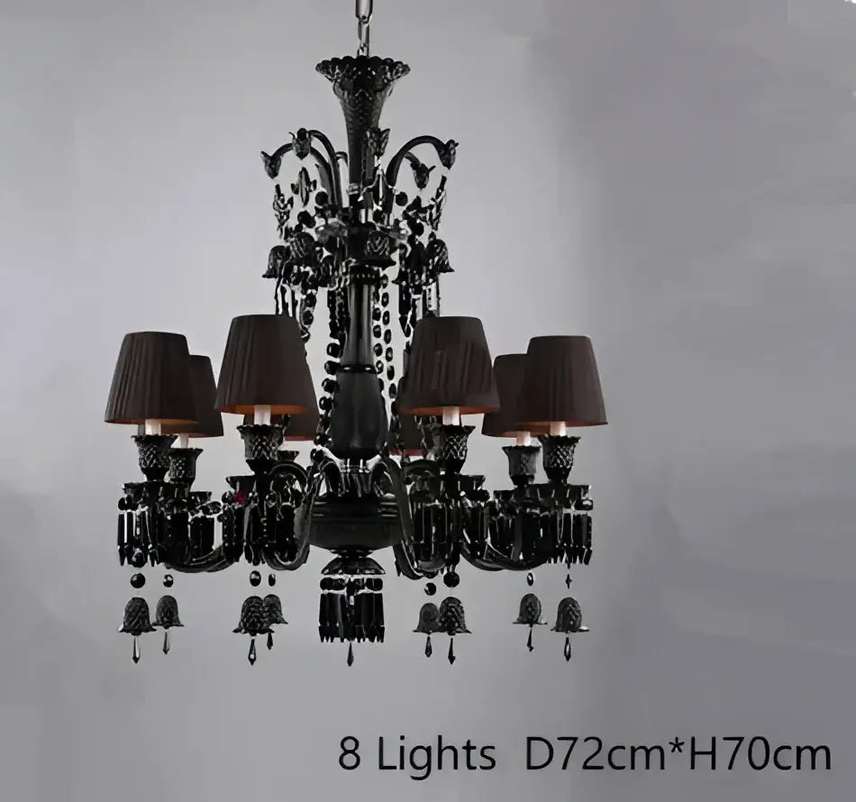 Black Crystal Candle Chandelier 18-Arm 4-Layer