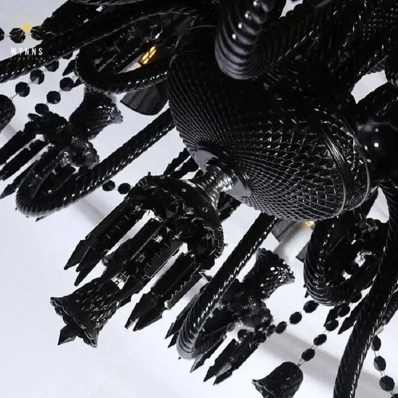Black Crystal Candle Chandelier 18-Arm 4-Layer