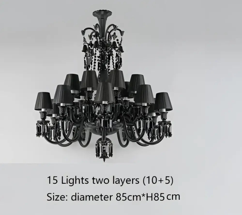 Black Crystal Candle Chandelier 18-Arm 4-Layer