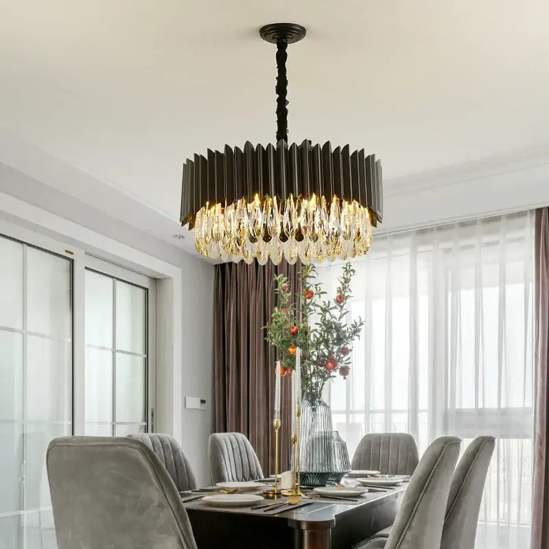 Black Crystal Pendant Chandelier Nordic Design