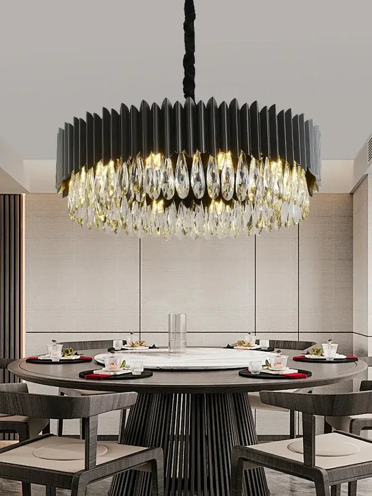 Black Crystal Pendant Chandelier Nordic Design