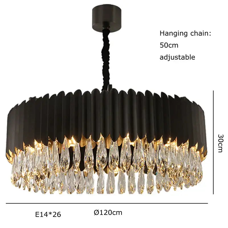 Black Crystal Pendant Chandelier Nordic Design