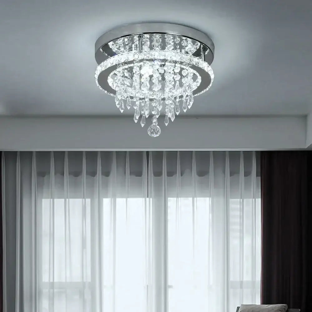 Chrome Crystal LED Chandelier Remote-Dimming