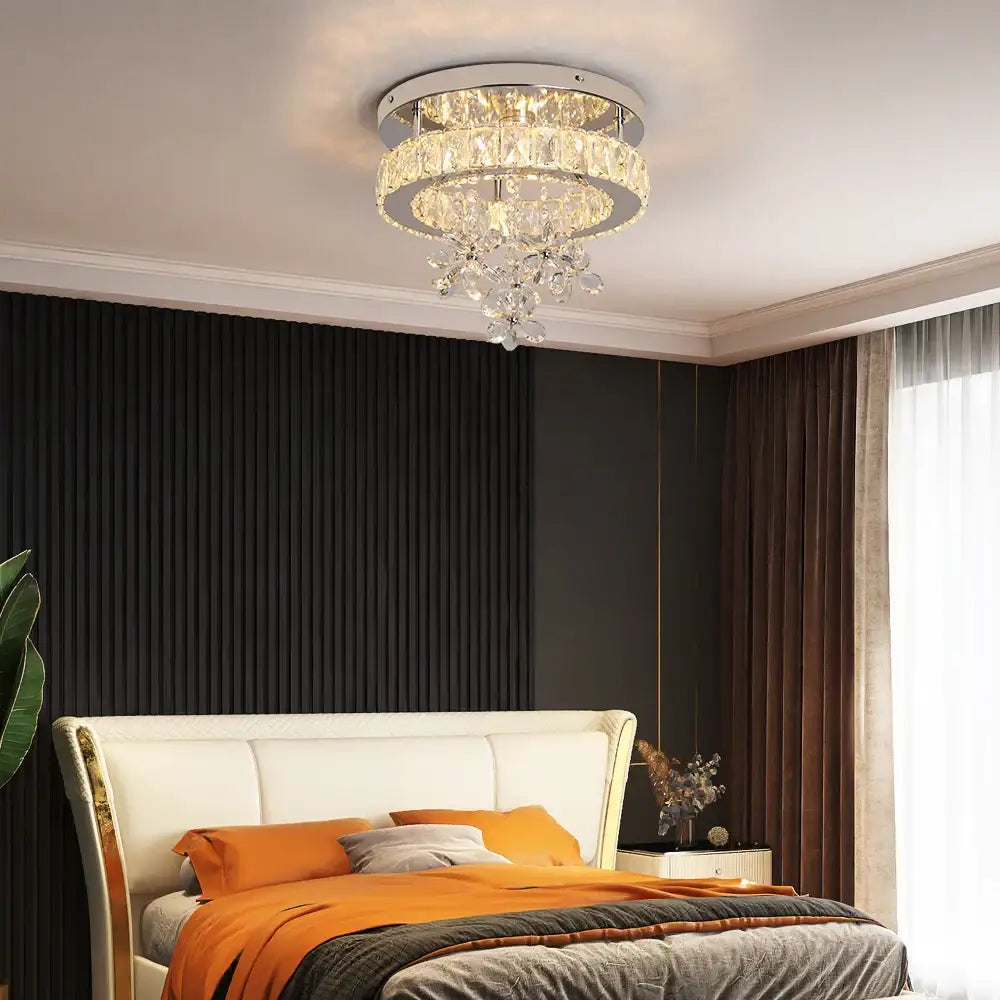 Crystal Chrome Ceiling Chandelier