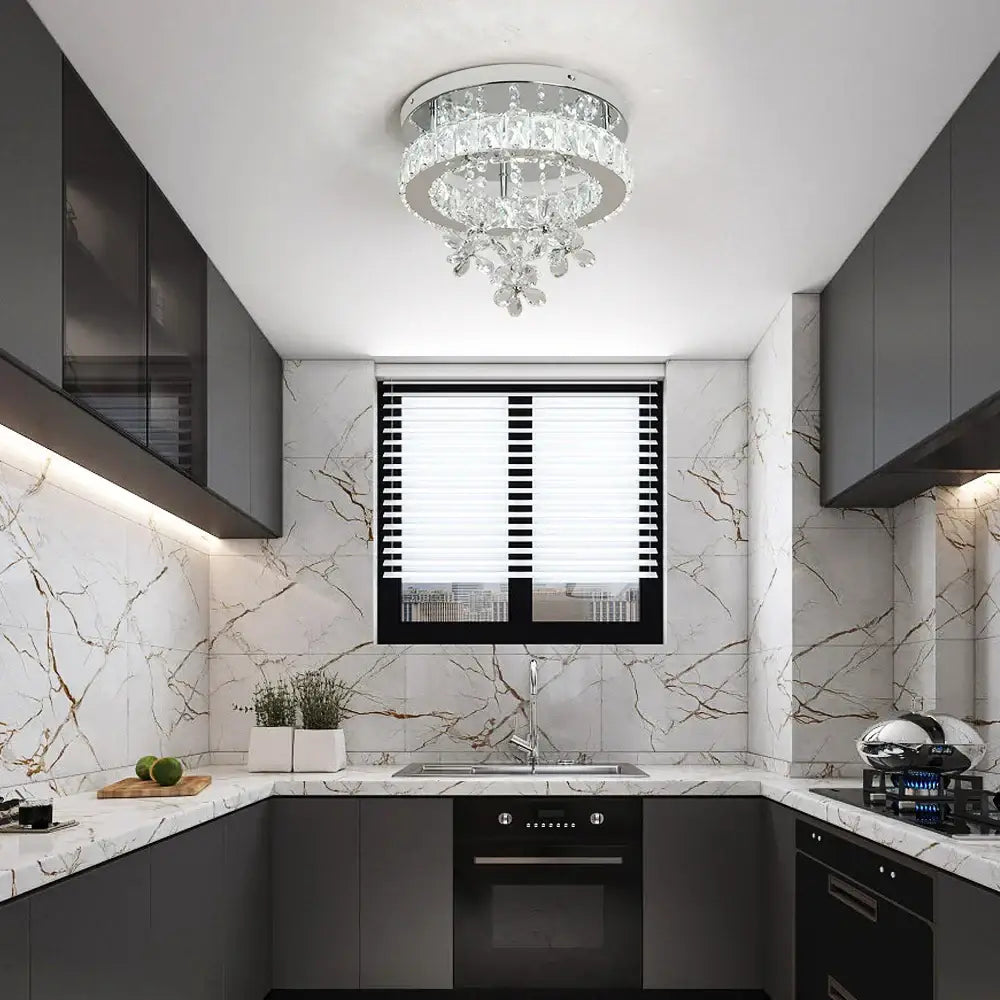 Crystal Chrome Ceiling Chandelier