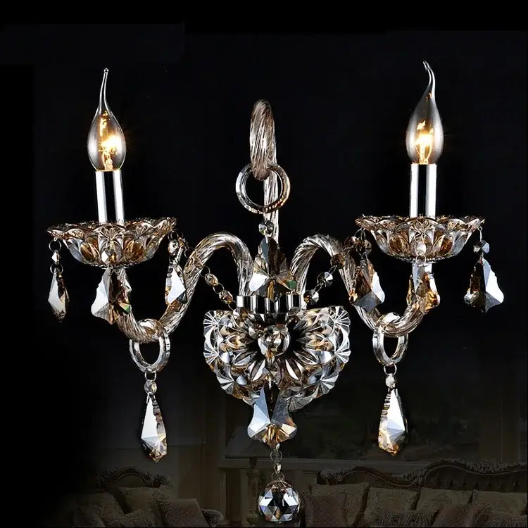 Clear Crystal Candle Sconce