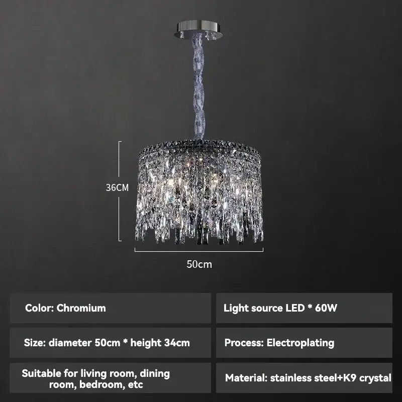 Purple Crystal Chrome Chandelier