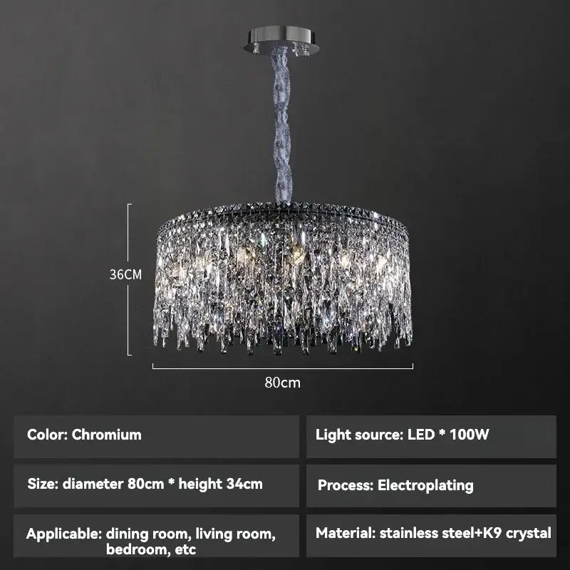 Purple Crystal Chrome Chandelier